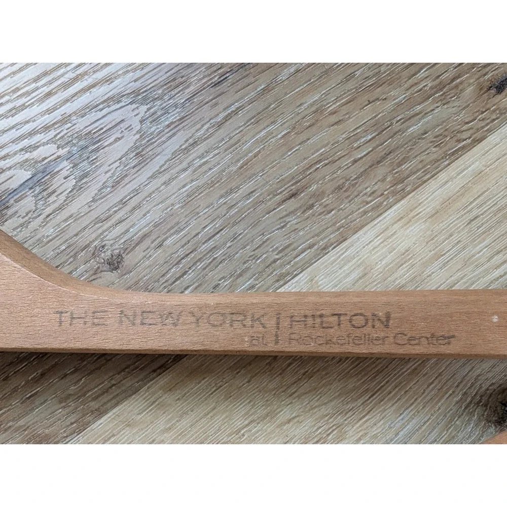 Vintage Wooden New York Hilton Rockefeller Center Advertising Hanger